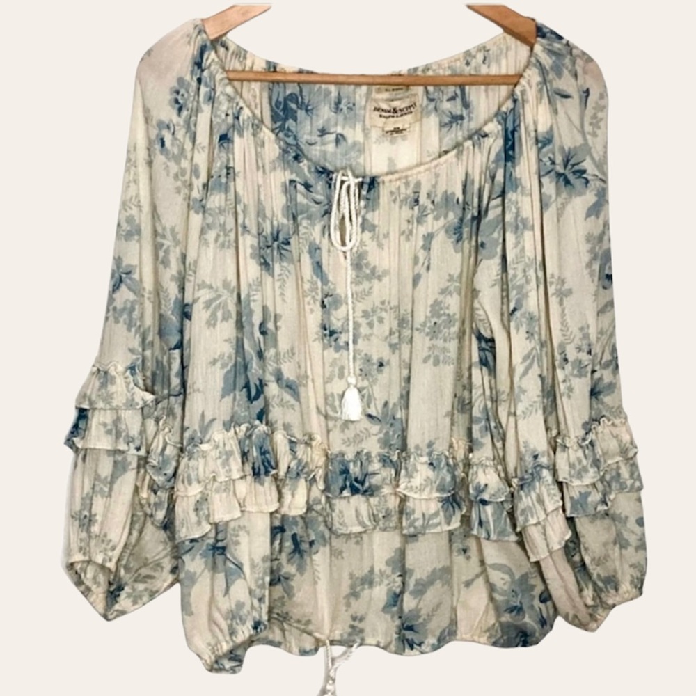 Floral linen off shoulder blouse size S